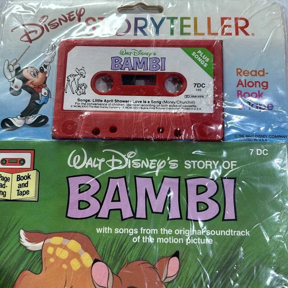 Walt Disney Bambi Storyteller Cassette and Book Read Along 1977 Vintage